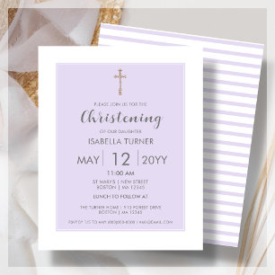 Papier Bande pourpre   Christening Budget Invitation