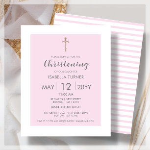 Papier Bande rose   Christening Budget Invitation