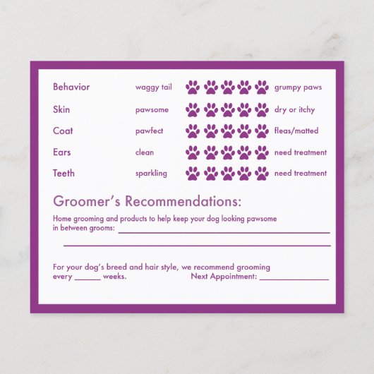 Papier Bannière violette Silhouette Chien Grooming (Dos)