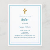 Papier Baptême bleu clair invitation (Devant)