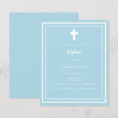 Papier Baptême bleu clair invitation (Devant / Derrière)