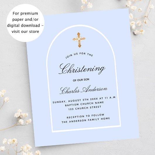 Papier Baptême budget bébé garçon arche bleu clair