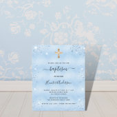 Papier Baptême budget bleu clair invitation garçon