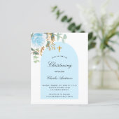 Papier Baptême budget eucalyptus bleu garçon arche floral (Debout devant)