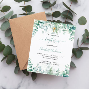 Papier Baptême Budget eucalyptus invitation à la verdure