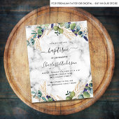 Papier Baptême budget eucalyptus invitation en marbre d'o