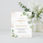 Papier Baptême budget eucalyptus parties scintillant invi (Debout devant)