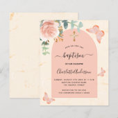 Papier Baptême Budget eucalyptus rose papillons floraux (Devant / Derrière)