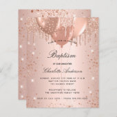 Papier Baptême Budget rose or blush parties scintillant b (Devant / Derrière)