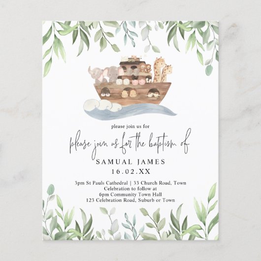 Papier Baptême budgétaire Arche de Noé (Devant)