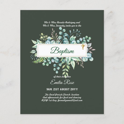 Papier Baptême BUDGÉTAIRE Bautizo Bautismo Invitations VE (Devant)