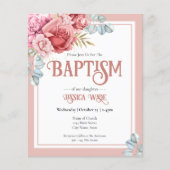 Papier Baptême budgétaire Invitations florales roses (Devant)