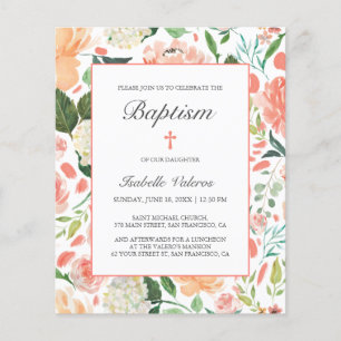 Papier Baptême BUDGÉTAIRE Rose Fleurs colorées