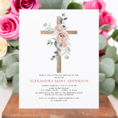 Papier Baptême Dusty Rose Eucalyptus Invitation
