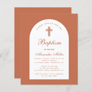 Papier Baptême Garçon Terracotta Budget Script Invitation