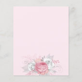 Papier Baptême rose floral fille élégante blanche invitat (Dos)