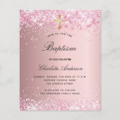 Papier Baptême rose vif parties scintillant fille invitat (Devant)