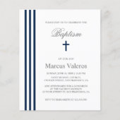 Papier BAPTISM Chic Vertical Strited Marine Croix Bleue (Devant)