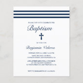 Papier BAPTISM Elégant Bande Bleue Croix Budget (Devant)