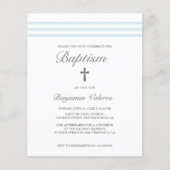 Papier BAPTISM Elégant pastel rayé bleu Croix (Devant)