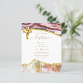 Papier BAPTISME BUDGÉTAIRE NOËL Invitation AGATE GOLD (Debout devant)