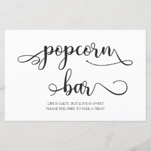 Papier Bar à Popcorn Panneau de mariage minimaliste noi