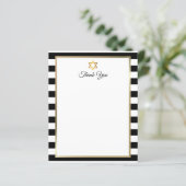 Papier Bar Bat Mitzvah Black White Stripe Thank You Note (Debout devant)
