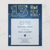 Papier BAR Bleu Galaxy moderne MITZVAH Invitations (Devant)