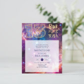 Papier BAR Bleu Galaxy moderne MITZVAH Invitations (Debout devant)