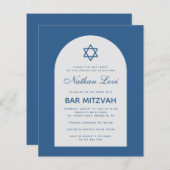 Papier Bar Mitzvah Budget Classique Arc Bleu Invitation (Devant / Derrière)