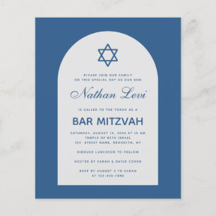Papier Bar Mitzvah Budget Classique Arc Bleu Invitation
