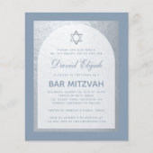 Papier Bar Mitzvah Silver Dusty Blue Budget Invitation (Devant)