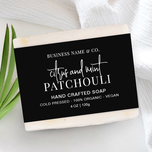Papier Bar Shampooing noir moderne ou Étiquette Soap Bell