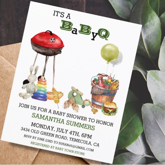 Papier Barbecue pour Baby Shower Aquarelle