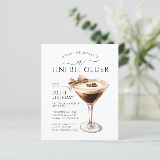 Papier BARGAIN A Tini Bit Martini plus âgé 70e anniversai (Debout devant)