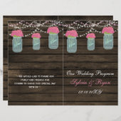 Papier Barnwood jarres en maçonnerie, fleurs roses progra (Devant / Derrière)