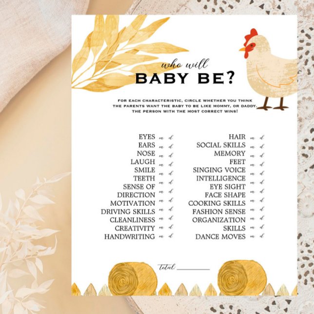 Papier Barnyard Animals - Qui Sera Baby? Jeu (Créateur téléchargé)
