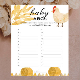 Papier Barnyard Animaux - Baby shower Baby ABC jeu