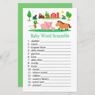 Papier Barnyard Baby jeu de brouillage de mot