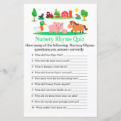 Papier Barnyard Nursery Rhyme Quiz jeu de baby shower (Devant)
