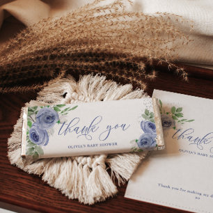 Papier Barre à bonbons personnalisée Floral Bleu