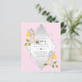 Papier BAS BUDGET Blanc Rose Jaune Fleur Mariage Inviter (Debout devant)