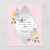 Papier BAS BUDGET Blanc Rose Jaune Fleur Mariage Inviter (Devant)