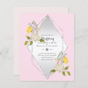 Papier BAS BUDGET Blanc Rose Jaune Fleur Mariage Inviter