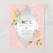 Papier BAS BUDGET Blanc Rose Jaune Fleur Mariage Inviter (Devant)