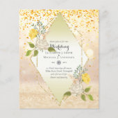 Papier BAS BUDGET Blanc Rose Jaune Fleur Mariage Inviter (Devant)