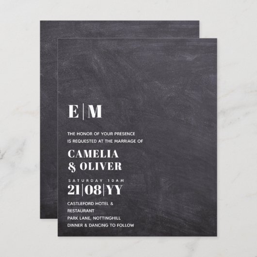 Papier BAS BUDGET Tout-en-1 moderne Gras Texte Mariage (Devant / Derrière)