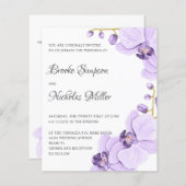 Papier BAS COÛT Orchidée violette Élégant Mariage botaniq (Devant / Derrière)