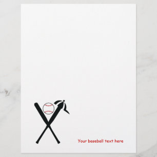 Papier Baseball croisé chauves-souris et casquette noir, 