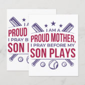 Papier Baseball Fier Mère Je Prie Avant Que Mon Fils Ne J (Devant / Derrière)